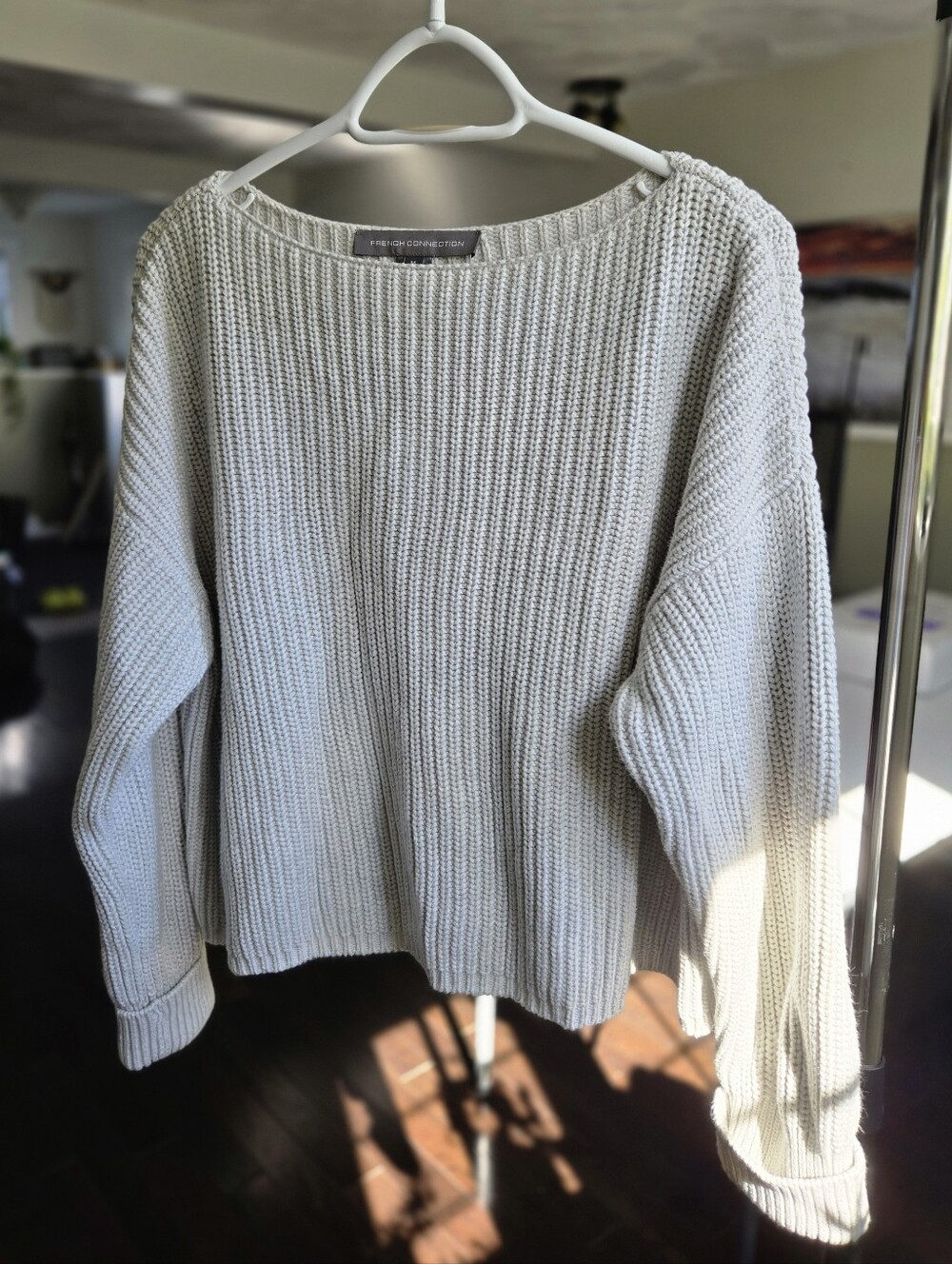 French Connection Wide Crewneck Knit Sweater Grey